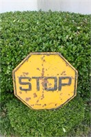 Vintage Yellow Stop Sign - 24" X 24"