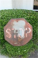 Vintage Metal Stop Sign - Great Patina!