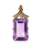 Amethyst and 9ct yellow gold enhancer pendant