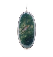 Moss Agate and sterling silver pendant