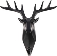 Deer Head Black Resin Wall Hook Decor