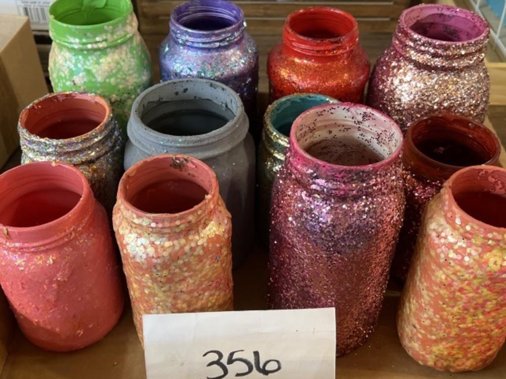 (12) painted / glittery jars