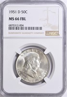 1951-D Franklin Half Dollar NGC MS-66 FBL