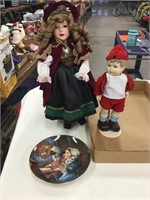 Porcelain dolls and plate
