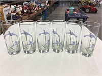 Six floral glasses