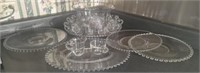 Candlewick Punch Bowl, Ladle, Cups, Platters,