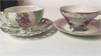 Two 3 Footed Porcelain Teacups & Saucers