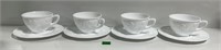 Vtg Indiana Milk Glass Set Cups & Saucers