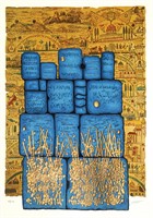 Moshe Castel- Gold Embossed Serigraph "Hakotel"