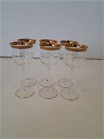 CRYSTAL WINE GLASSES WITH GOLDEN RIM X 6