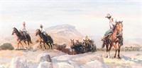 LELAND BEAMAN WESTERN WAGON TRAIN SIGNED GICLEE