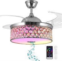 NUTCRUST Retractable Crystal Ceiling Fan with Ligh