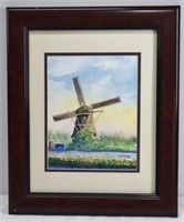 J.D. Kennedy Windmill Watercolor - Signed