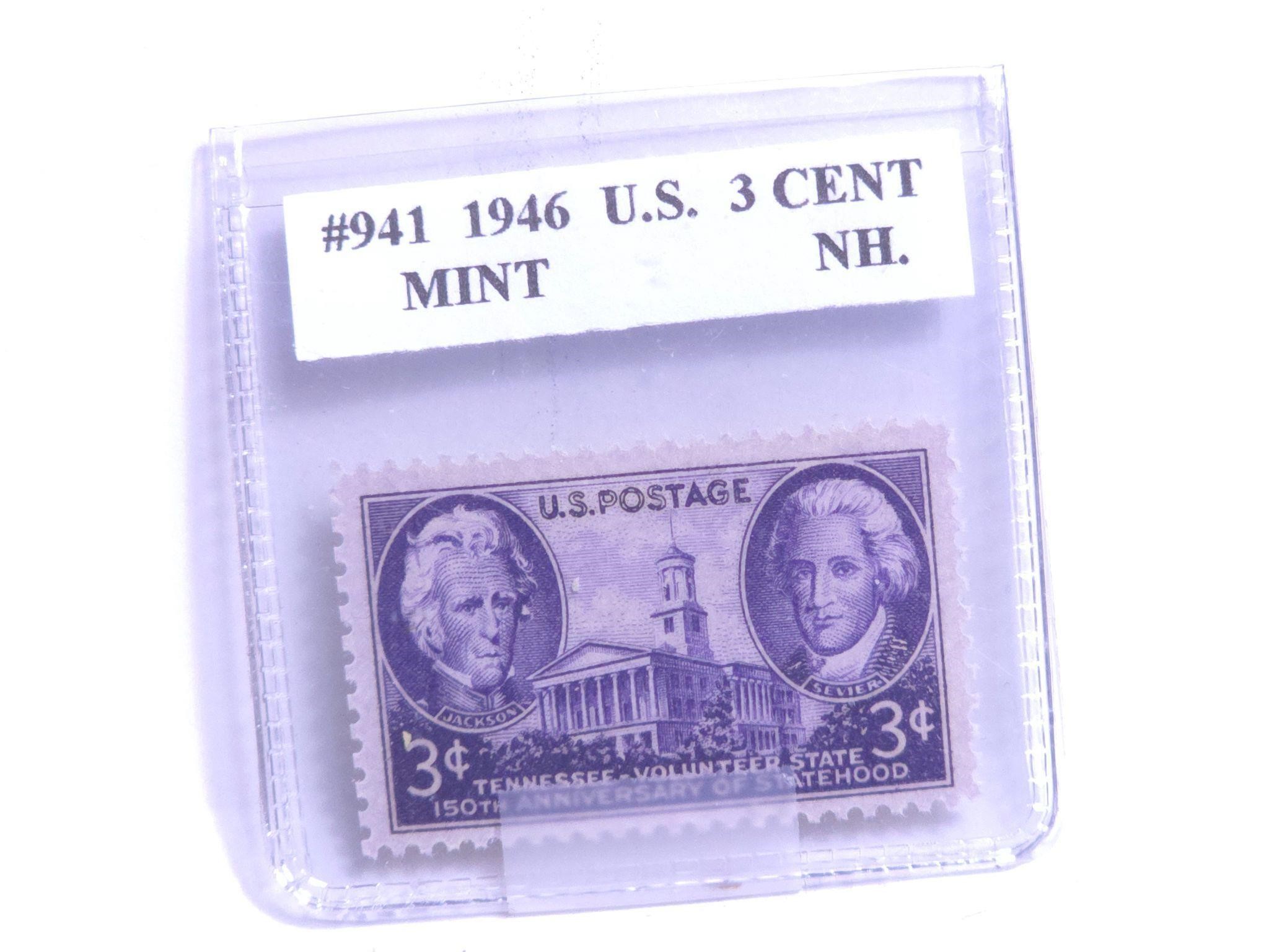 1946 U.S. 3 Cent Stamp Graded Mint