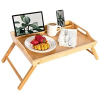 ROSSIE HOME Bamboo Wood Bed Tray, Lap Desk with Ph