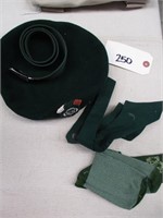 vintage girlscout hat, bowtie, belt and socks