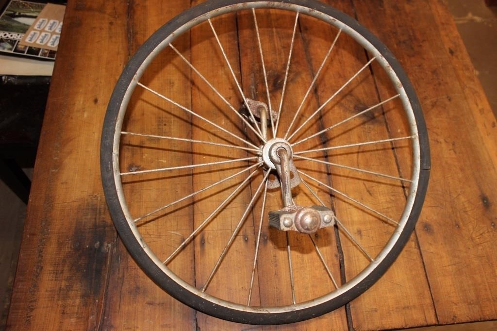 Vintage bicycle pedal wheel hard rubber wheel