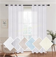 MIULEE 2 Panels White Linen Sheer Curtains  52x96