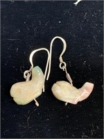 CARVED STONE WHALE PIERCED EARRINGS