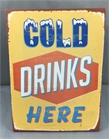Cold drinks here canvas desk sign