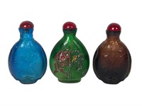 3 Chinese Glass Snuff Bottles