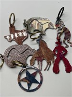 (7) Metal Western & Southwest Themed Key Rings