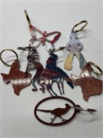 (7) Metal Western & Southwest Themed Key Rings -