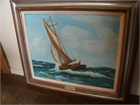 Original Nautical Oil On Canvas Board By JE Small