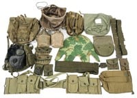 WWII TO VIETNAM GEAR LOT GAS MASK POUCHES & MORE