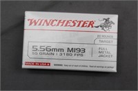 (20) Winchester 5.56MM 55GR FMJ Ammo