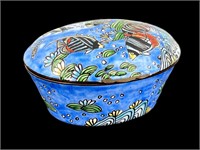 Enamel Lidded Trinket Box - Fish/Ocean Themed