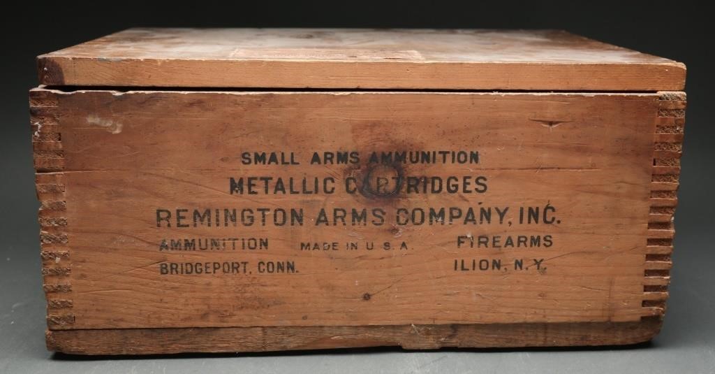 Vintage Remington Arms Co. Wooden Ammo Crate W/Lid