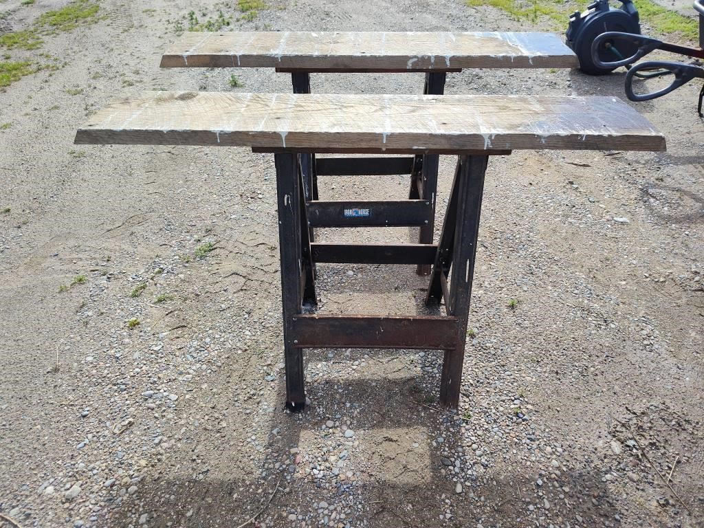 Wooden and Metal Sawhorses
