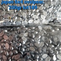 JAPAN VTG 6x4MM GLASS OVAL GREY FLAT BACK STONES