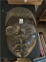 Large Wooden Carved Tribal Hanging Face Decoration