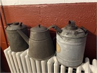 (2) Early Fuel Cans with Coffee Pot