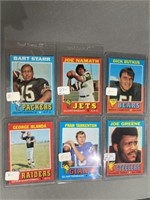 (6) 1971 Football Star Cards- Starr, Namath, etc.