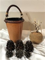 Cast Iron Pine Cones, Leather Fire Bucket and More