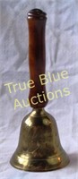 Wood handled Brass Bell From India with Hand Carvi