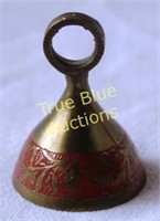 Small Brass bell with Red Leaf Design from India