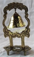 Hanging Brass Bell with Floral Carving Stand
