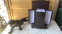 Small Jewelry Armoire & Jaguar Decoration