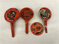 (4) EARLY TIN HALLOWEEN NOISE MAKERS