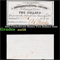 1861 Confederate States Two Dollars Note Grades Ch