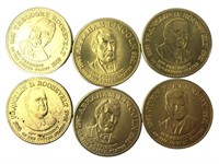 6 Gold Tone Presidential Tokens