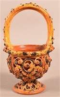 19th Century Glazed Redware Bride's Basket.