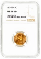 Coin 1936-D Lincoln Cent NGC-MS67RD
