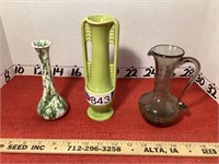 Shawnee art deco green bud vase, smoke crackled