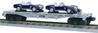 NIB Rail King Auto Transport Flatcar w/'65 Cobras