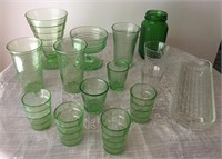 Vintage Green and Clear Depression Glass